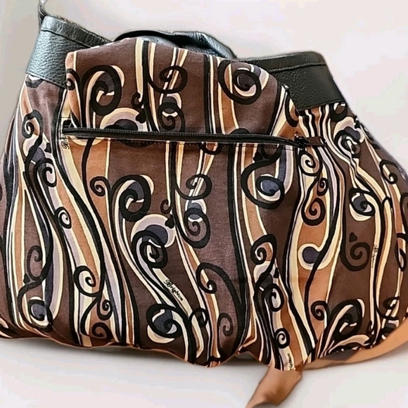 Brighton Large Black Leather Hobo Shoulder Bag Purse 18x12x8" - Picture 7 of 9